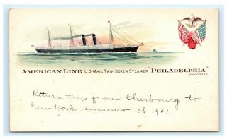 American Line U.  S.  Mail Twin Screw Steamer Philadelphia Udb Private Mailing D13