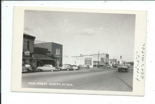 Real Photo Postcard Post Card Custer South Dakota Sd S D Main Street