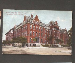 Vtg Postcard Mercy Hospital 26th St Calumet Ave Chicago Ill Il Illinois 1911