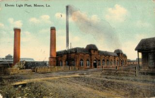 Electric Light Power Plant Monroe Louisiana Litho Postmark 1912 Vintage Postcard