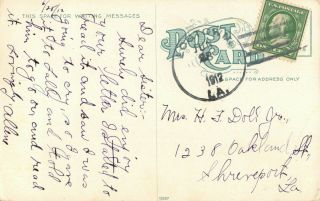 Electric Light Power Plant Monroe Louisiana Litho Postmark 1912 Vintage Postcard 2