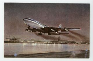 Vintage Pan - Am Airline Airplane Postcard John T Mccoy Boeing 707 Aviation