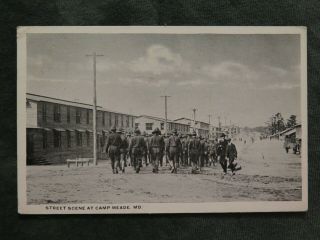Antique Postcard C 1918 Street Scene At Camp Meade,  Md Maryland