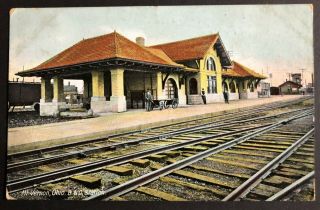 B & O Railroad Station Mt Vernon Oh Postmarked Bangs Oh Vintage Postcard