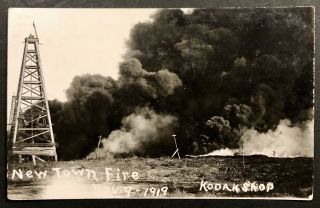 Antique Nov.  9,  1919 Newtown,  Texas Oil Well Fire Kodak Shop Rppc Postcard