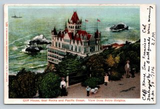 Vintage Postcard Cliff House Seal Rocks Sutro Heights Undivided Back 1906 D3