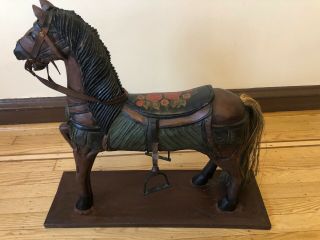 Antique American Folk Art Hand Carved Carousel Horse Sculpture Circa 1940’s