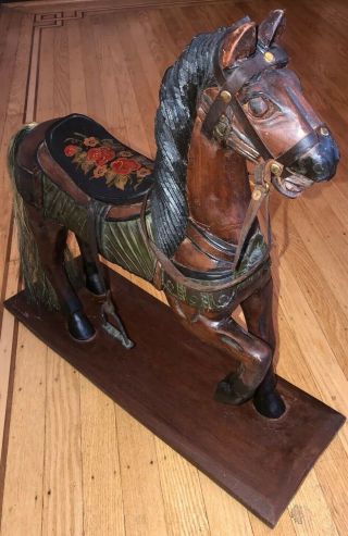 Antique American Folk Art Hand Carved Carousel Horse Sculpture Circa 1940’s 2
