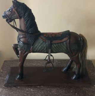 Antique American Folk Art Hand Carved Carousel Horse Sculpture Circa 1940’s 6