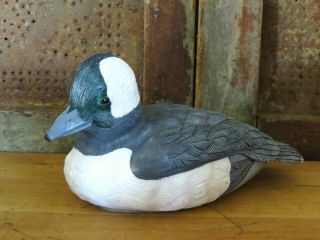 Signed Vintage Hand Carved Painted Wood Duck Decoy Bird Robert Mallett