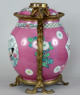 Samson Porcelain Yongzheng Chinese Export Louis V Style Ormolu Oil Lamp 3