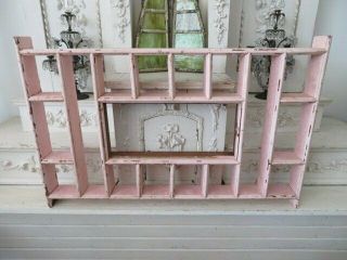 Omg Old Vintage Chippy Pink Cubby Display Shelf Wall Cabinet 17 Cubbies 38 X 24