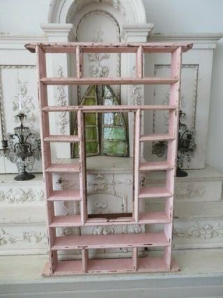 OMG Old Vintage Chippy PINK CUBBY DISPLAY SHELF Wall CABINET 17 Cubbies 38 x 24 2