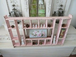 OMG Old Vintage Chippy PINK CUBBY DISPLAY SHELF Wall CABINET 17 Cubbies 38 x 24 4
