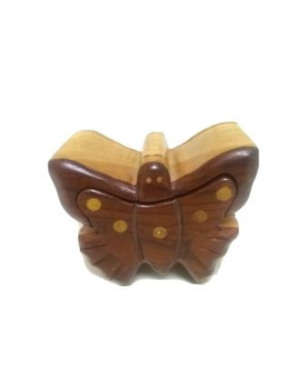 Butterfly Shaped Secret Wooden Puzzle Trinket Box/ Stash Box