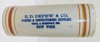 Rare 3 Color Advertising Rolling Pin E D Depew Bakers Ny Western Stoneware