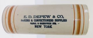 RARE 3 Color Advertising Rolling Pin E D DEPEW Bakers NY Western Stoneware 2