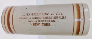 RARE 3 Color Advertising Rolling Pin E D DEPEW Bakers NY Western Stoneware 3