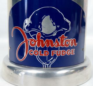 Vintage Johnston Cold Fudge Aluminum Canister Jar Container Helmco Lacy W/lid