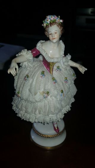 antique volkstedt porcelain lace ballerina figurine 2