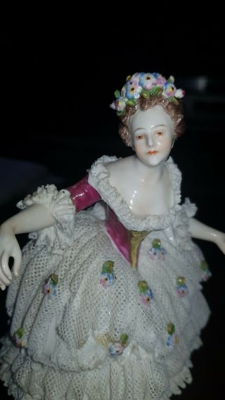 antique volkstedt porcelain lace ballerina figurine 3