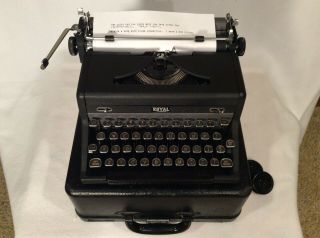 Vintage 1948 Royal - Quiet Deluxe Portable Typewriter V/nice Black & Gray Finish