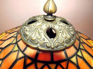 Exceptional Antique Tiffany Style Leaded Stained Glass Lamp w/Extra Large Shade 3