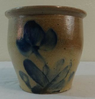 Antique Stoneware 1/2 Gal.  Crock Blue Tulip Decoration Shenfelter Reading,  Pa.