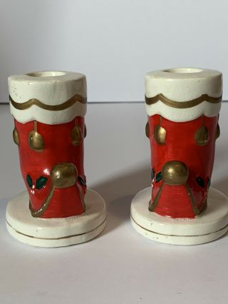 Vintage Napcoware Napco Christmas Candle Holder Elf Shoes Stocking X5507