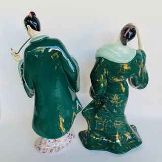 Vtg Ronzan Lenci Italian Art Deco Ceramic Figurine Geisha Lady & Man Rare w/Pipe 3