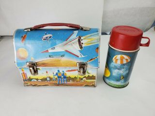 Vintage 1963 " Astronaut Outer Space " Metal Dome Lunch Box & Thermos