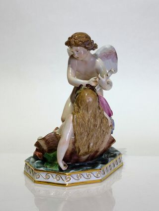 Meissen Porcelain Figural Group Cupid Playing the Lyre for a Mermaid 19th C 2