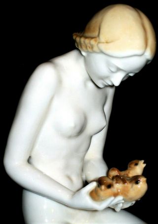 Antique German Lorenz Hutschenreuther Art Deco Nude Lady Porcelain Figurine