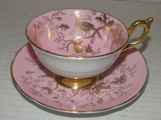 Vintage Antique Coalport Tea Cup And Saucer Bone China England Ad 1750 Pink Gold