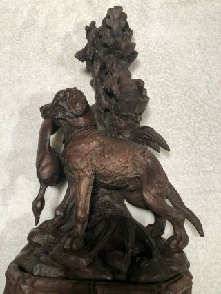 Rare Antique Black Forest Carved Retriever Dog,  W/ Stand 19 Inch Center Piece
