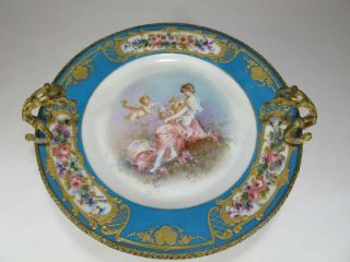 antique French Sevres bronze and porcelain tray. 2