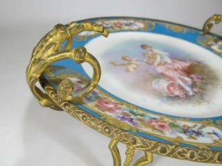 antique French Sevres bronze and porcelain tray. 6