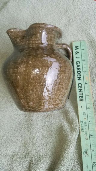 Vintage Lanier Meaders Mottled Green Georgia Art Pottery Pitcher Pinched Spout