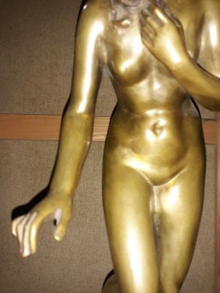 True Antique Bronze Statue Nude Woman signed FULLBORN Listed 20 