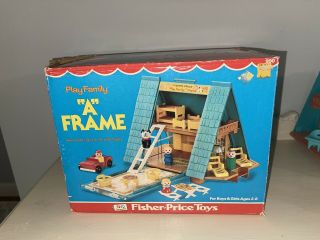 1974 Vintage Fisher Price Play Family A - Frame House 990 Complete - Box