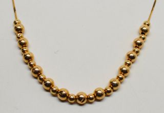 Vintage 14k Orb Bead Ball Pendant Gold Serpentine 24 " Chain Necklace