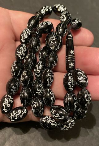 Vintage Islamic Makkawi Black Coral Yusr 33 Prayer Beads Rosary 14mm يسر مكاوي