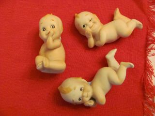 3 Vintage Lefton Kewpie Doll Piano Baby Bisque Porcelain Figurines
