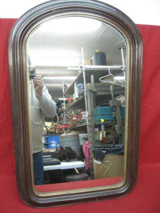 Unique Antique 19th C Solid Wood Picture Arched Top Mirror