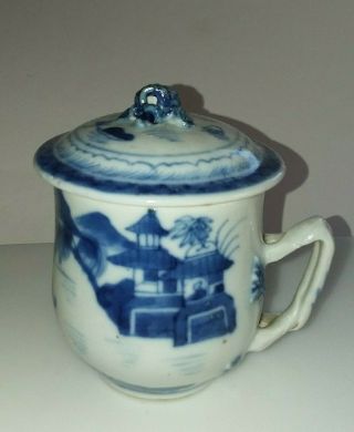 Early Antique Canton Chinese Export Porcelain Cup & Cover Pot De Creme 19th C