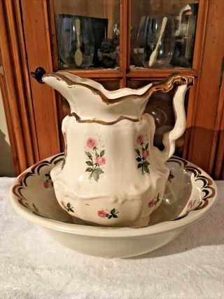 Antique Pitcher And Bowl Wash Basin 1896