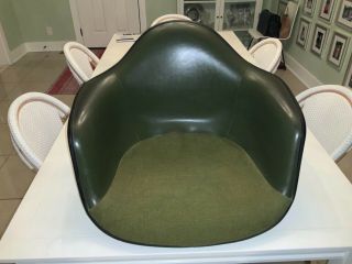 Vintage Olive Green Eames /herman Miller Naugahyde & Fabric Arm Chair.  Shell Only