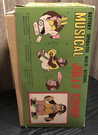Vintage DASHIN 1960’s Musical Jolly Chimp Toy Story Creepy Monkey w/Box 2