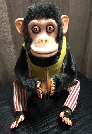 Vintage DASHIN 1960’s Musical Jolly Chimp Toy Story Creepy Monkey w/Box 4