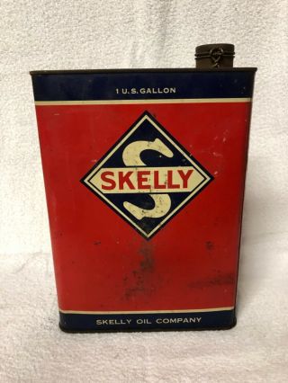 Vintage Skelly Motor Oil 1 Gallon Metal Oil Can